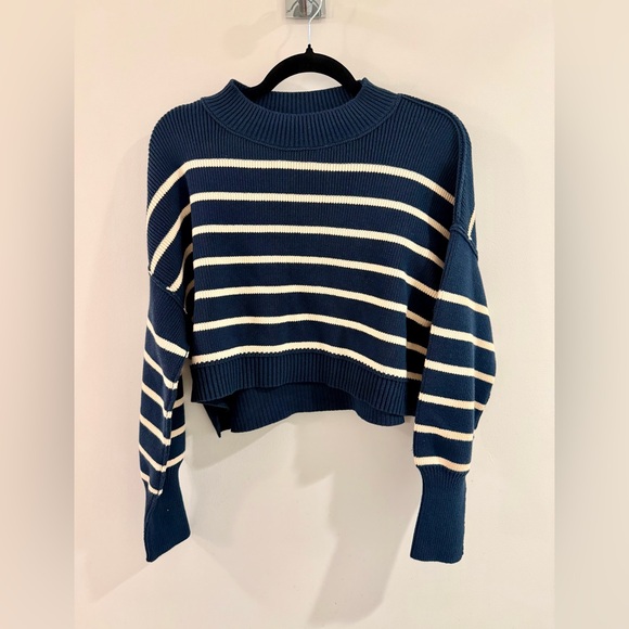 Free People East Street Striped Cropped Pullover - Picture 5 of 8